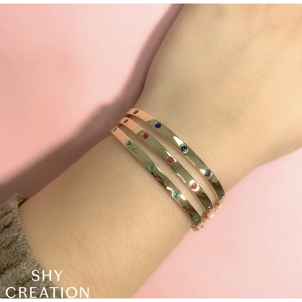 SHY CREATION INC 14kt Yellow Gold  Sapphire .38ct Bangle