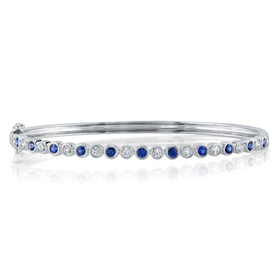 SHY CREATION INC 14kt White Gold .49ct Diamond .73ct Sapphire Bangle