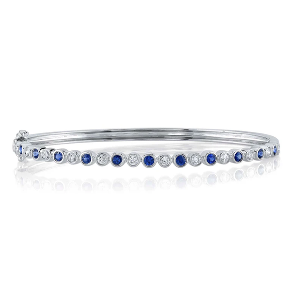 SHY CREATION INC 14kt White Gold .49ct Diamond .73ct Sapphire Bangle