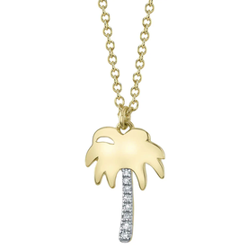SHY CREATION INC 14kt Yellow Gold .02 Dia Palm Tree Neck