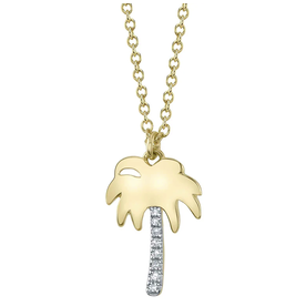 SHY CREATION INC 14kt Yellow Gold .02 Dia Palm Tree Neck