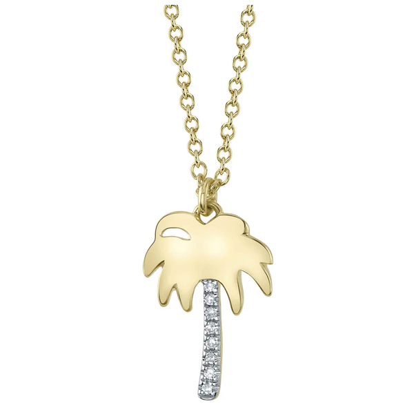 SHY CREATION INC 14kt Yellow Gold .02 Dia Palm Tree Neck