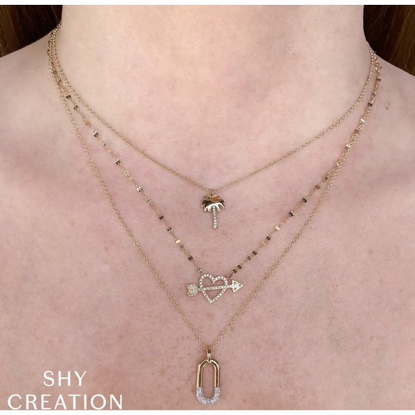 SHY CREATION INC 14kt Yellow Gold .02 Dia Palm Tree Neck