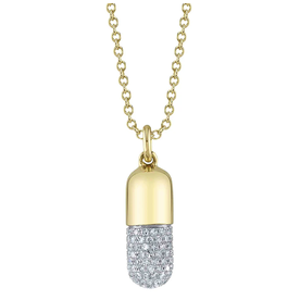 14kt Yellow Gold .32ct Diamond Pill Necklace