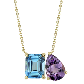14ky 4.89 Amethyst and Blue Topaz Necklace