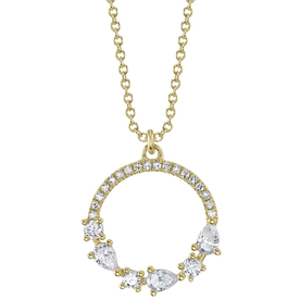 SHY CREATION INC 14ky .32 Diamond Pear Shape Circle Pendant