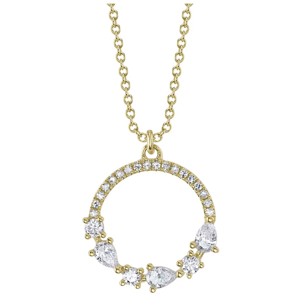 SHY CREATION INC 14ky .32 Diamond Pear Shape Circle Pendant