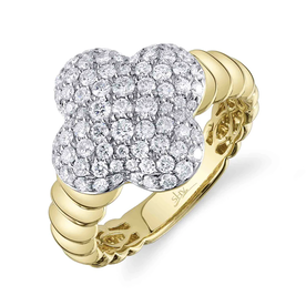 SHY CREATION INC 14ky 1.00 Diamond Pave Clover Ring