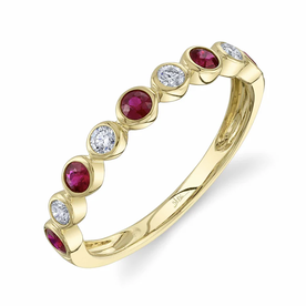SHY CREATION INC 14ky .16 Diamond .36 Ruby Band