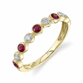 SHY CREATION INC 14ky .16 Diamond .36 Ruby Band