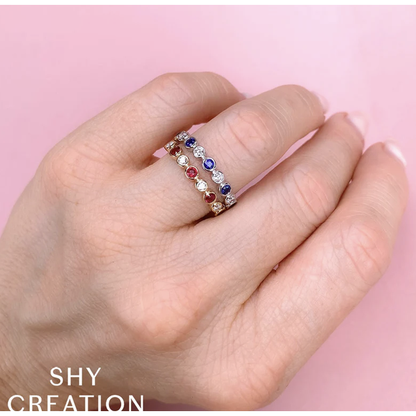 SHY CREATION INC 14ky .16 Diamond .36 Ruby Band