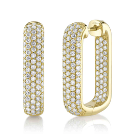 SHY CREATION INC 14ky 2.11 Diamond Pave Rectangle Hoops