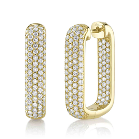 SHY CREATION INC 14ky 2.11 Diamond Pave Rectangle Hoops