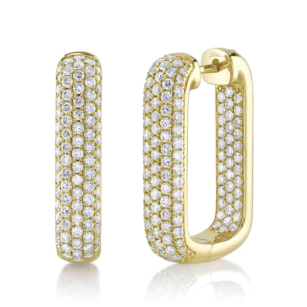 SHY CREATION INC 14ky 2.11 Diamond Pave Rectangle Hoops