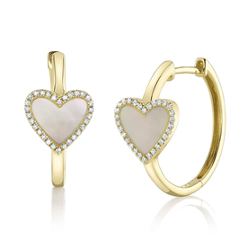 SHY CREATION INC 14ky .15 Dia 1.16 MOP Heart Hoops