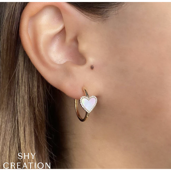 SHY CREATION INC 14ky .15 Dia 1.16 MOP Heart Hoops
