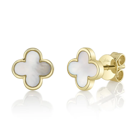 SHY CREATION INC 14ky .59 MOP Clover Studs