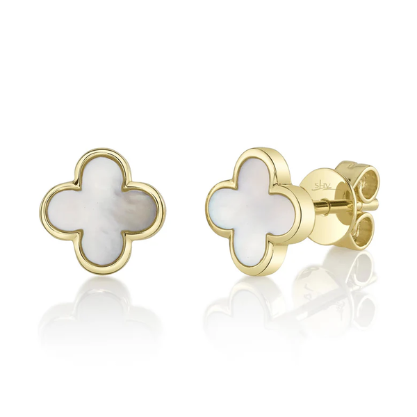 SHY CREATION INC 14ky .59 MOP Clover Studs