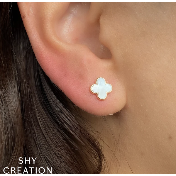 SHY CREATION INC 14ky .59 MOP Clover Studs