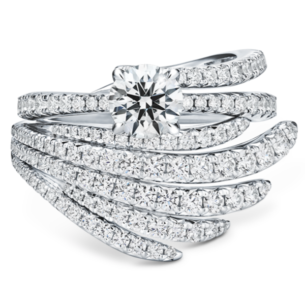 HEARTS ON FIRE LLC Platinum 1.00 Vela Solitaire Ring with Diamond Band