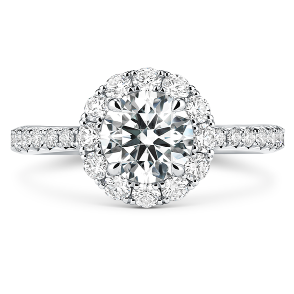 HEARTS ON FIRE LLC Platinum 1.75ct Vela Halo Ring With Diamond Band