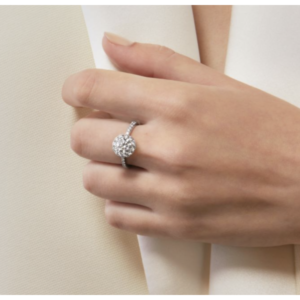 HEARTS ON FIRE LLC Platinum 1.75ct Vela Halo Ring With Diamond Band