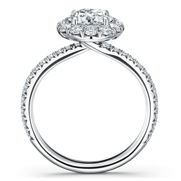 HEARTS ON FIRE LLC Platinum 1.75ct Vela Halo Ring With Diamond Band