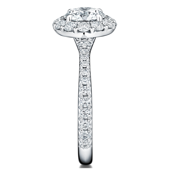 HEARTS ON FIRE LLC Platinum 1.75ct Vela Halo Ring With Diamond Band