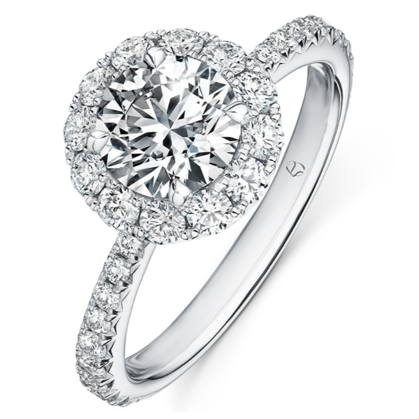 HEARTS ON FIRE LLC Platinum 1.75ct Vela Halo Ring With Diamond Band