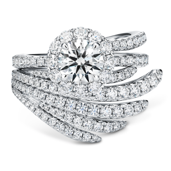 HEARTS ON FIRE LLC Platinum 1.75ct Vela Halo Ring With Diamond Band