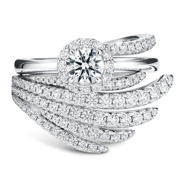 HEARTS ON FIRE LLC Platinum .65ct Diamond Vela Halo Ring