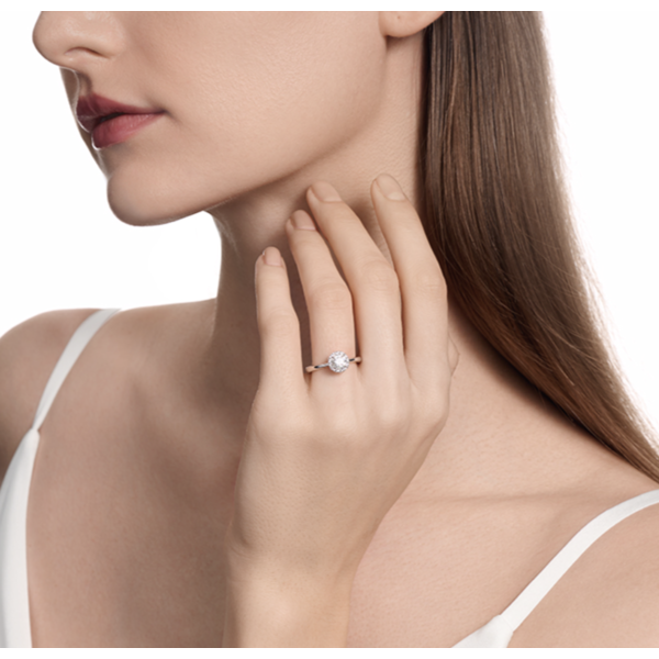 HEARTS ON FIRE LLC Platinum .65ct Diamond Vela Halo Ring