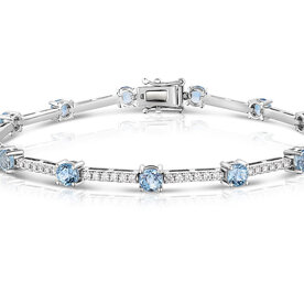 14kt White Gold .81ct Diamond 2.81ct Santa Maria Aquamarine Bracelet