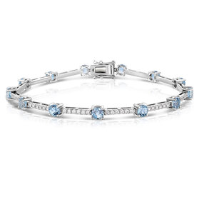 14kt White Gold .81ct Diamond 2.81ct Santa Maria Aquamarine Bracelet