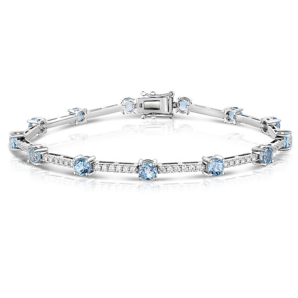 14kt White Gold .81ct Diamond 2.81ct Santa Maria Aquamarine Bracelet