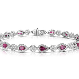 14kt White Gold 3.21ct Diamond 3.10ct Ruby Bracelet