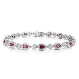 14kt White Gold 3.21ct Diamond 3.10ct Ruby Bracelet