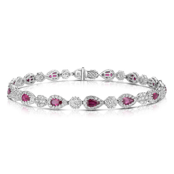 14kt White Gold 3.21ct Diamond 3.10ct Ruby Bracelet