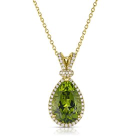 18kt Yellow Gold .32ct Diamond 5.28ct Peridot Pendant