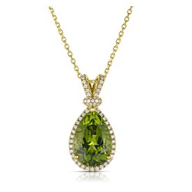 18kt Yellow Gold .32ct Diamond 5.28ct Peridot Pendant