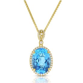 14kt Yellow Gold .48ct Diamond 15.87ct Swiss Blue Topaz Pendant