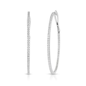 14kt White Gold 1.36ct Diamond Hoop Earrings