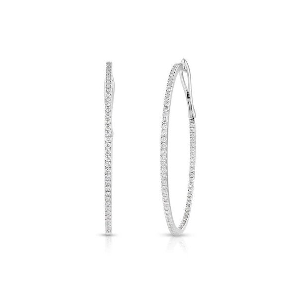 14kt White Gold 1.36ct Diamond Hoop Earrings