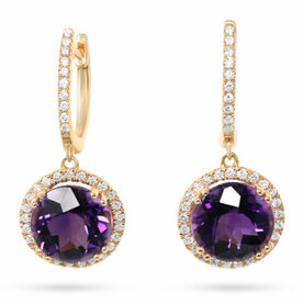 14kt Yellow Gold .49ct Diamond 4.64ct Amethyst Earrings
