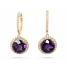 14kt Yellow Gold .49ct Diamond 4.64ct Amethyst Earrings