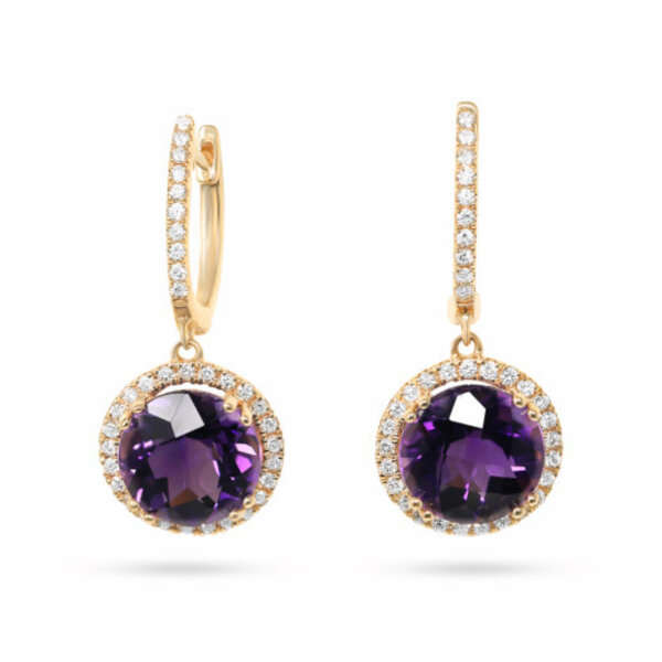 14kt Yellow Gold .49ct Diamond 4.64ct Amethyst Earrings