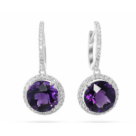 14kt White Gold .49ct Diamond 4.64ct Amethyst Earrings
