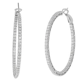 14kt White Gold 3.27ct Diamond Hoop Earrings