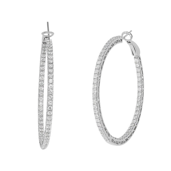 14kt White Gold 3.27ct Diamond Hoop Earrings