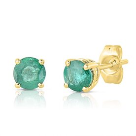 14kt Yellow Gold .73ct Emerald Stud Earrings